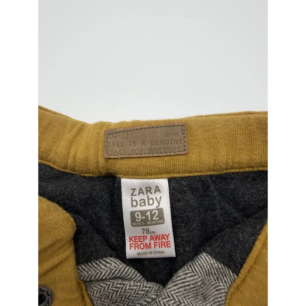 ZARA Baby Boy Gray Herringbone Trousers Pants Size 9-12 Months Pre-owned AS IS